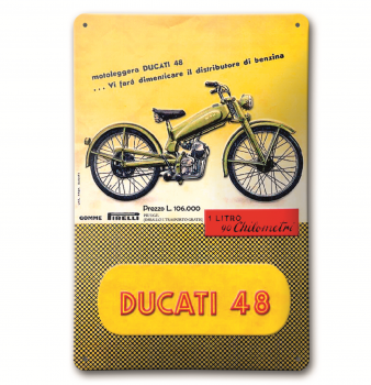 Ducati Metallschild 48 gelb