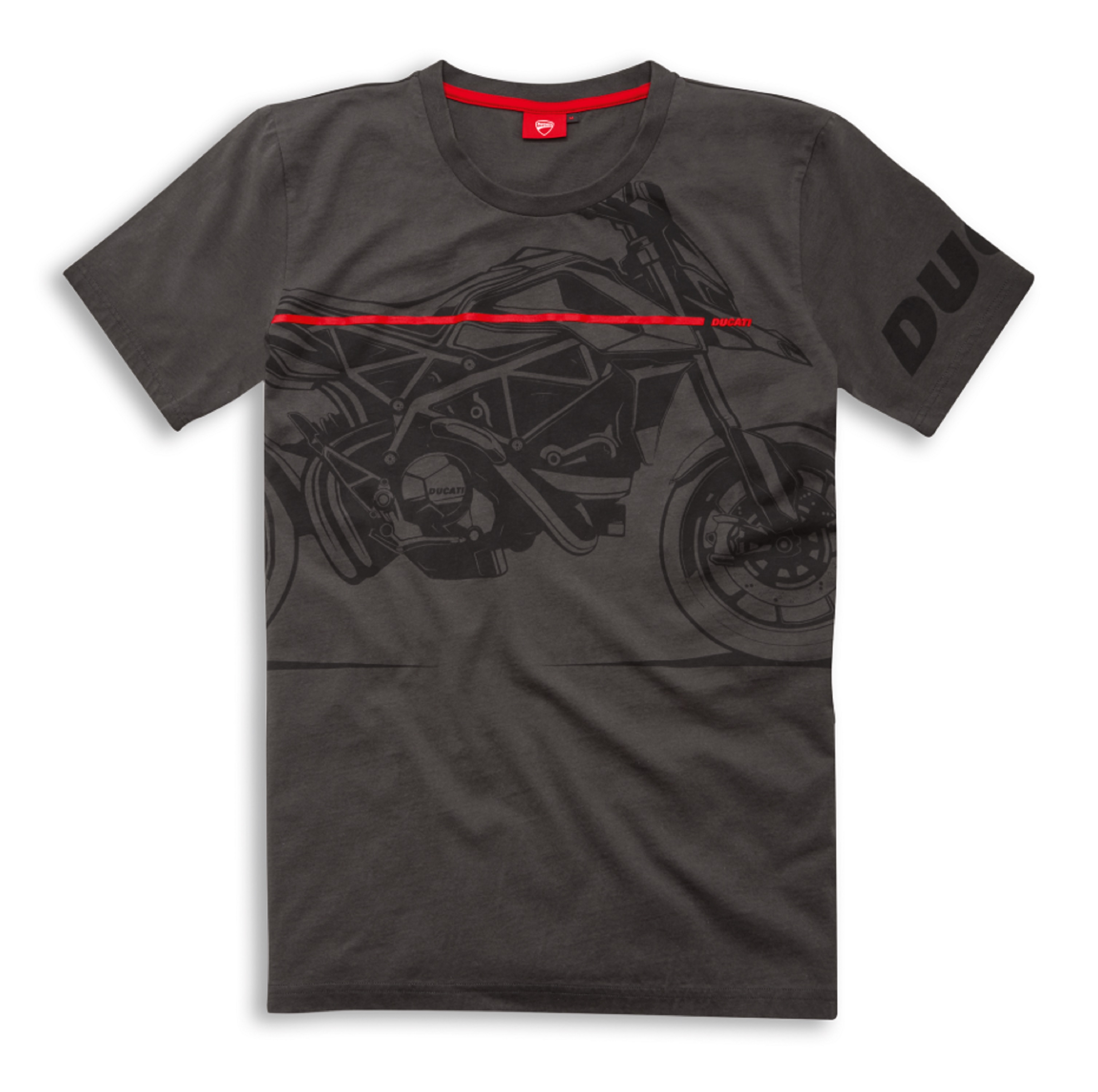 Ducati Graphic Art Red Line T Shirt Grau Alexs Bikeshop