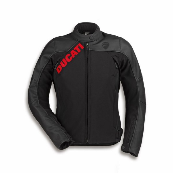 Ducati Logo C1 Damen Leder-​Textiljacke schwarz